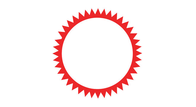 red circular sawtooth frame on white background