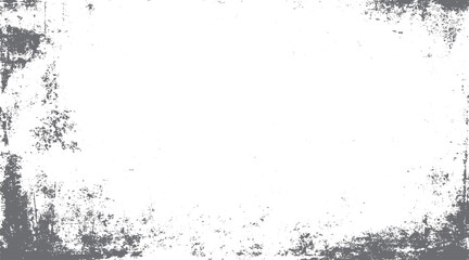 Grey distressed grunge border texture with scattered speckles and rough edges on white background © AVADA