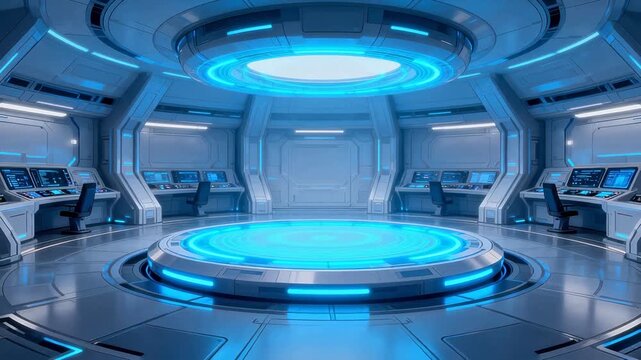 Futuristic control room interior