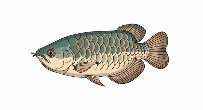 Stylized illustration of a single long, scaled freshwater fish with fins