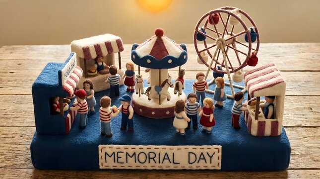 Memorial Day festival diorama miniature made of handmade felt craft