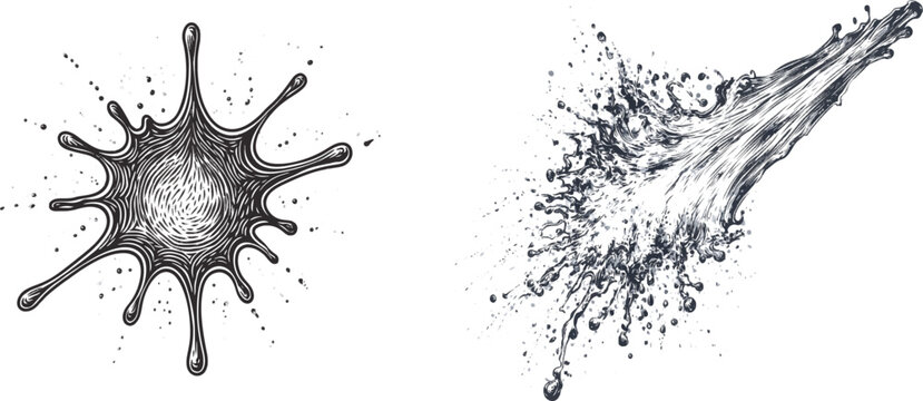 A solitary rough sponge dab in dark obsidian blue stands alone on a pristine white background, showcasing chaotic fluid dispersion with high-contrast sharp edges