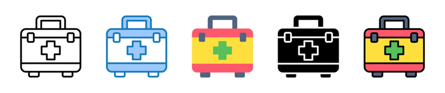 Medicine Box multiple style icons set design vector illustration. 
