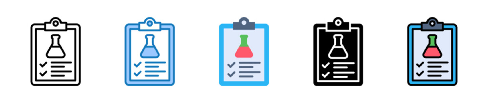 Lab Report multiple style icons set design vector illustration. 