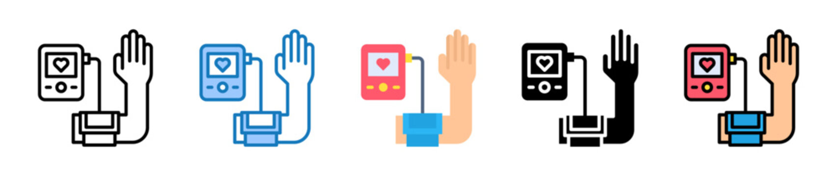 Blood Pressure multiple style icons set design vector illustration. 