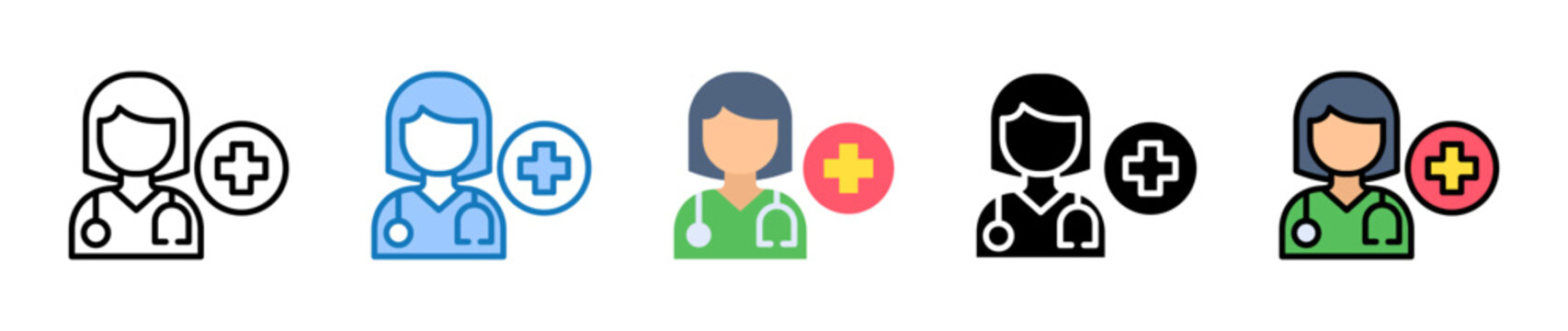 Doctor multiple style icons set design vector illustration. 