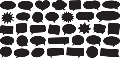 Fototapeta premium Collection of blank speech bubble shapes for communication and messaging icons in varied styles on transparent background set.