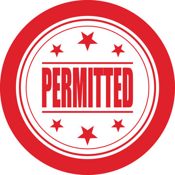 A rubber stamp shows permitted with red stars on white background