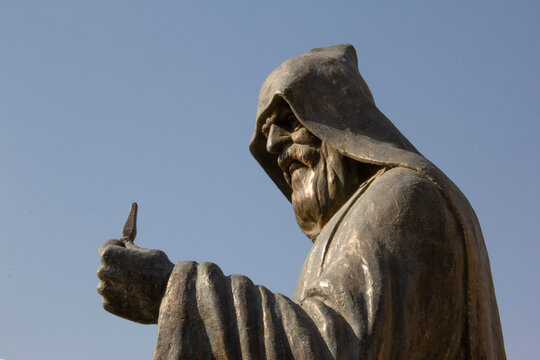 Isfahan, Iran - May 12, 2017 - Historic Statue of Armenian Archbishop, Founder of Printing Press Vank  