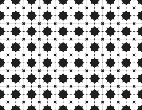 Seamless black and white floral pattern background