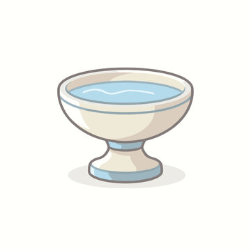 Water Bowl Illustration With Base With Shadow