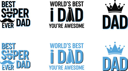 Father's day typography designs 'best dad' 'world's best dad' crown graphics © SyedaAshrafunNessa