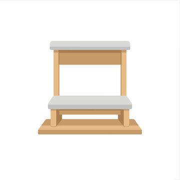 Two Step Wooden Stool With Platform With Legs