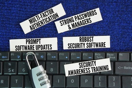 Five essential cyber protection practices are Multi-Factor Authentication, Strong Passwords and Managers, Prompt Software Updates, Robust Security Software, Security Awareness Training