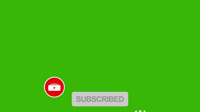 Animated Subscribe Button for Video Overlay. Like Subscribe Bell Notification Button, subscribe to the channel. Green Screen 