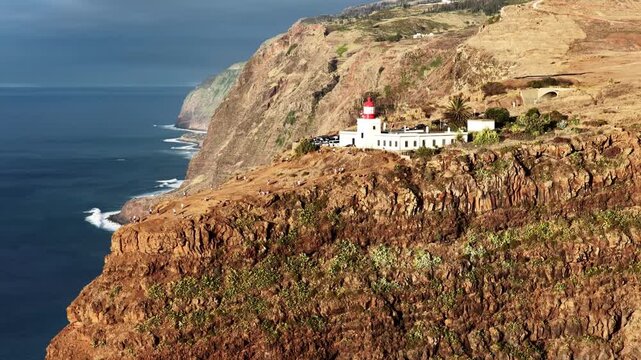 Ponta do Pargo Lighthouse stands on dramatic Madeira cliffs