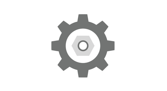 gear with nut icon flat design on white background