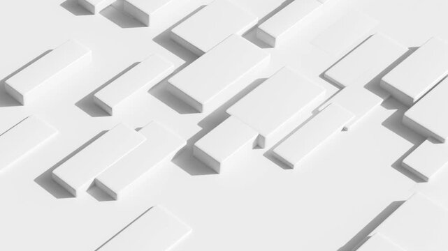 Abstract White Rectangular, 3d Geometric Pattern with Cube Blocks, Layered Surface and Clean Background, Seamless motion, Loop animation
