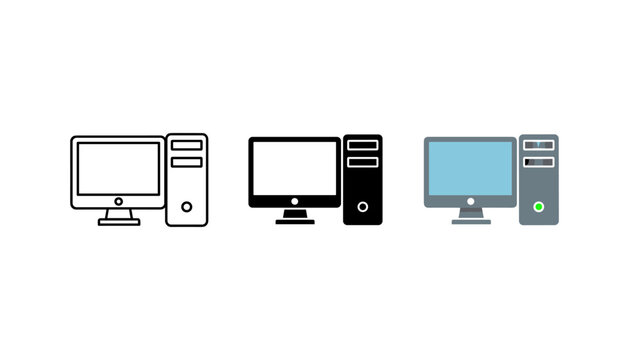 Vector illustration of computer systems with monitors and towers