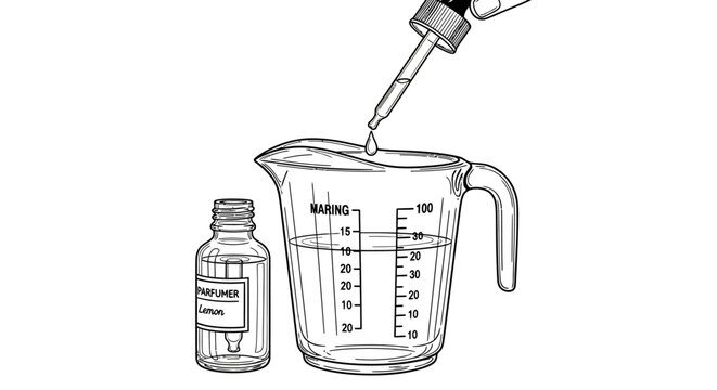 Laboratory, medical, pouring liquid, measuring cup, science equipment, chemistry, lab glassware,  vector illustration