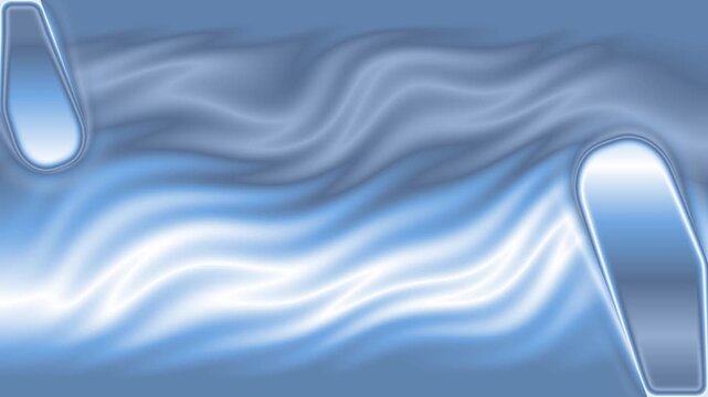 Abstract light blue metallic waves motion background with geometric shapes