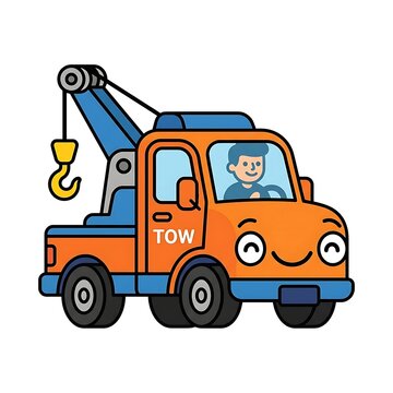 Cartoon tow truck vehicle illustration.