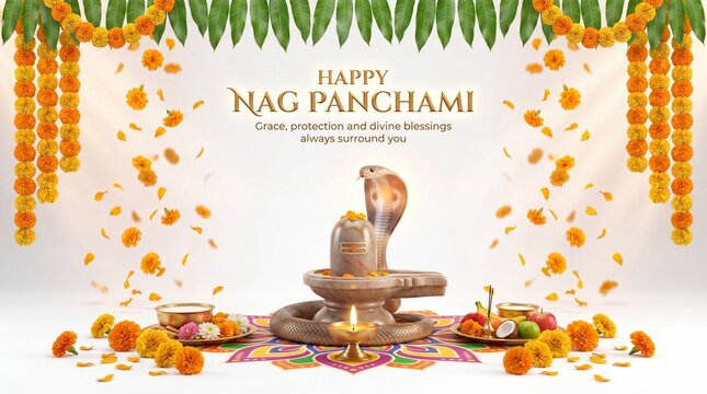 Happy Nag Panchami Divine Snake Worship Spiritual Hindu Festival Celebration Premium Poster Design