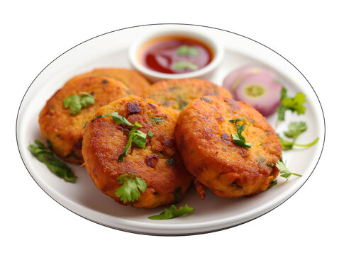 Aloo Tikki commercial food  on white plate
