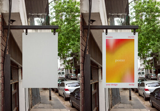 Mockup Of Customizable Hanging Poster