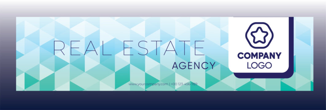 Polygonal Gradient Background LinkedIn Banner Design Concept for Office Company Business