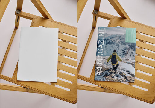 Mockup Of Customized A4 Magazine On Chair