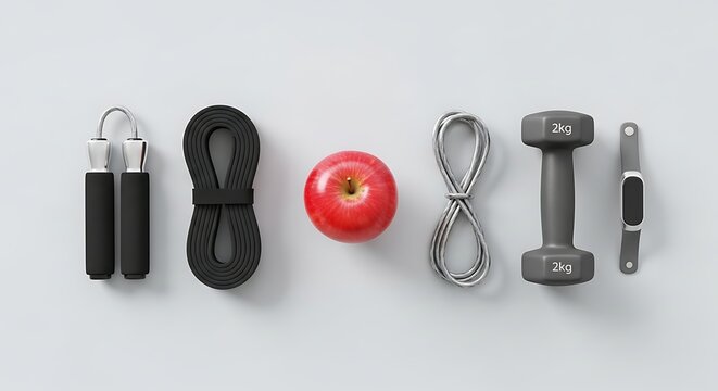 Organized Fitness Gear with Apple in a Row