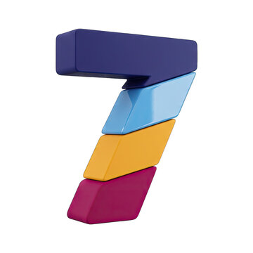 Abstract 3D Number 7 with Colorful Layers