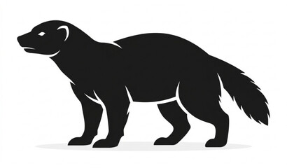 Black Honey Badger Animal Silhouette Isolated Wildlife Vector Illustration © Boloram