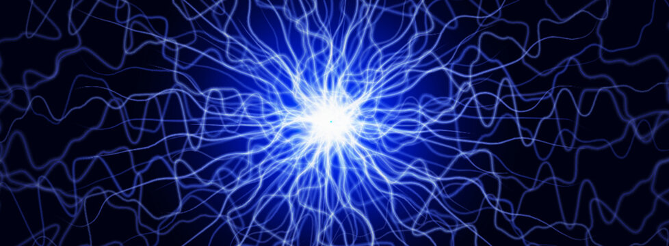 Neural network concept with glowing neuron connections and synapses, abstract vector background. Scientific brain structure element for biotech research, ai digital technology in medical science