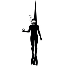 Black silhouette of a scuba diver. © Shena