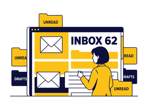 Email Inbox Organization and Management: Woman Managing Read, Unread, and Dra...
