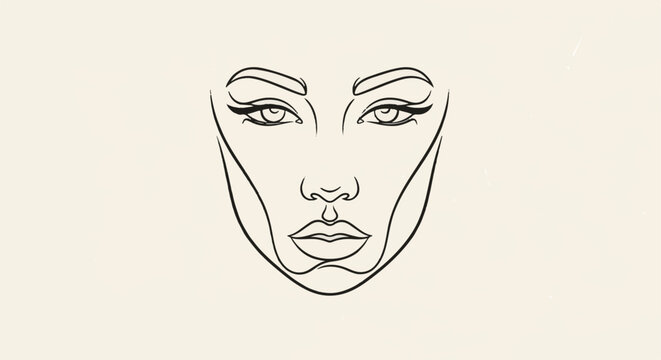 Abstract single-line drawing of a woman's face on a cream background