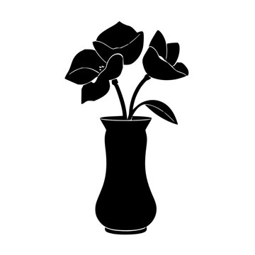 Ceramic vase set with elegant twisted neck and stable wide base featuring ceramic, flower, vase with line art, minimal black outline illustration and vector