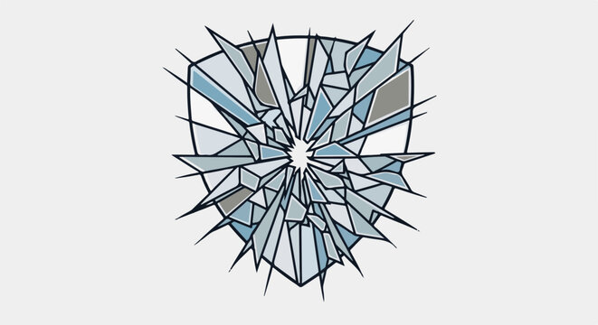 Abstract geometric pattern resembling shattered glass in cool blue and grey tones