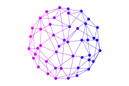 Abstract geometric network sphere with connected dots and lines technology vector.