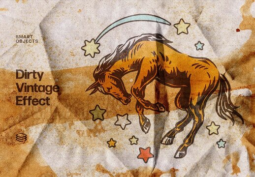 Dirty Vintage Photo Effect &ndash; Crumpled Paper for Album Cover & Social Media (PSD)