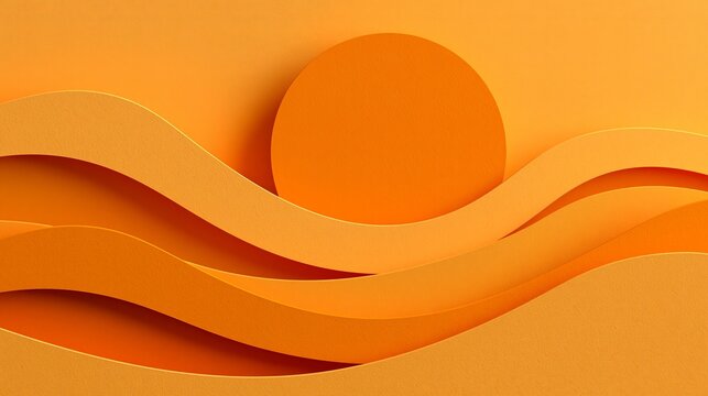Orange sun shapes form a smooth, abstract design.