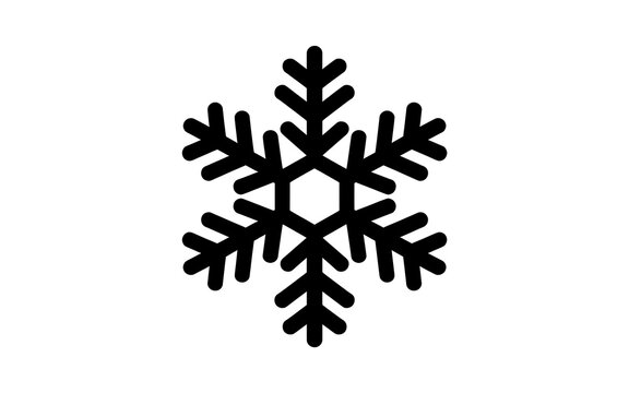 A simple black snowflake icon on a white background.