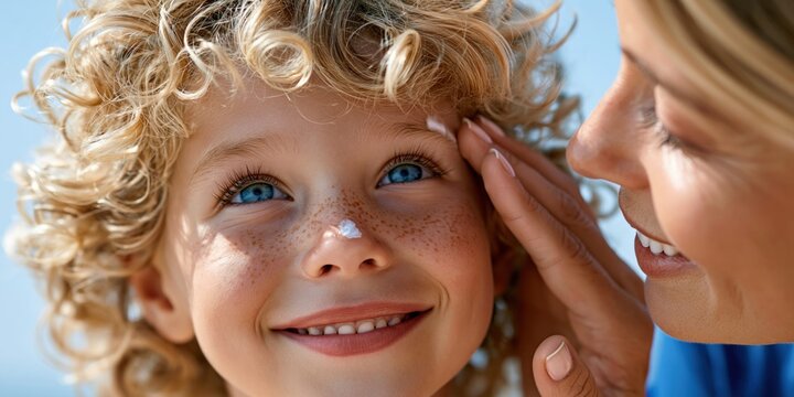 Precious moment between mother and son outdoors