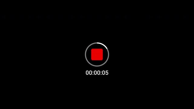 Thirty seconds recording timer with start button animation transparent background