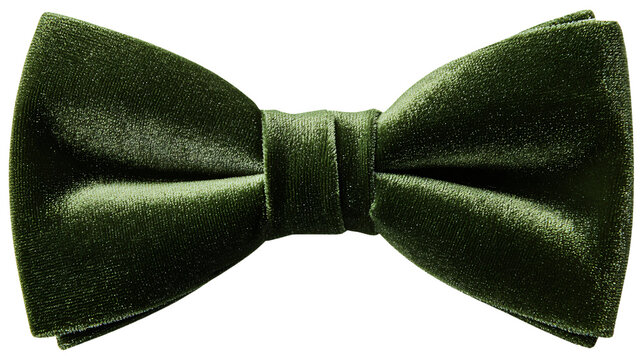 Elegant Green Velvet Bow Tie Isolated on Transparent Background for Formal Attire