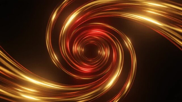 Glowing Golden Light Trails Swirling in Abstract Dark Background