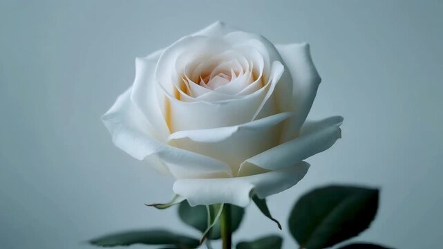 Cinematic light intro white rose with green leaf animation