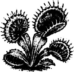 Halftone vector dotted retro grunge venus flytrap transparent gothic design © Business Image